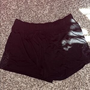Adore Me Black Knit Lounge Shorts with Lace Detail – Size Medium